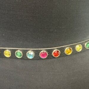 Womens Black Belt 70" EmbellishedColorful Rhinestones Studded Plus Size thin‎